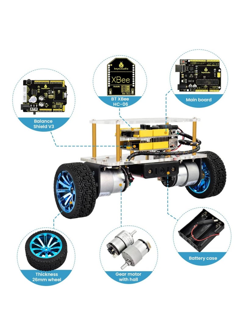 Keyestudio - Self-Balancing Robot for Arduino Project, Automatic and Bluetooth Control Mode, Two Strong DC Motor and a Shield with a Built-in MPU-6050 Module, a Power Switch, a Active Buzzer, etc - Image 1