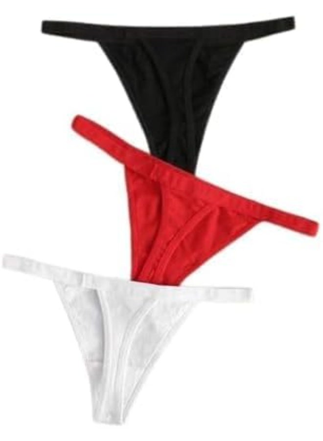 Hanady Women's 3-Piece Cotton Panty Set (Black, White, Red) Soft and Comfortable for Daily Use size l - Image 1