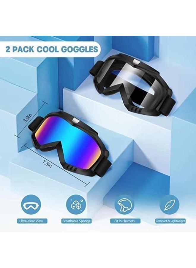 ChicAbode 2 Pack Motorcycle & ATV Goggles, Dirt Bike Riding Glasses, Windproof Protective Sports Goggles for Adults, Youth and Kids, Clear and Color Lenses - Image 2