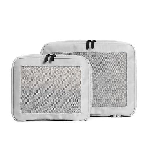 Aerotrunk Compression Packing Cubes for Travel - Luggage Organizer Bags - Double Zipper Packing Cubes for Suitcases (2-Pack, Light Grey) - Image 1