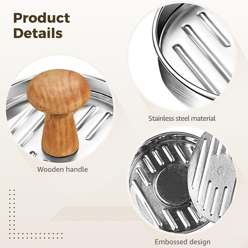 BOSREROY Stainless Steel Burger Press for Patty Making, 2.55 in Press with Wooden Handle, Easy to Clean, Rust-Free - Image 2