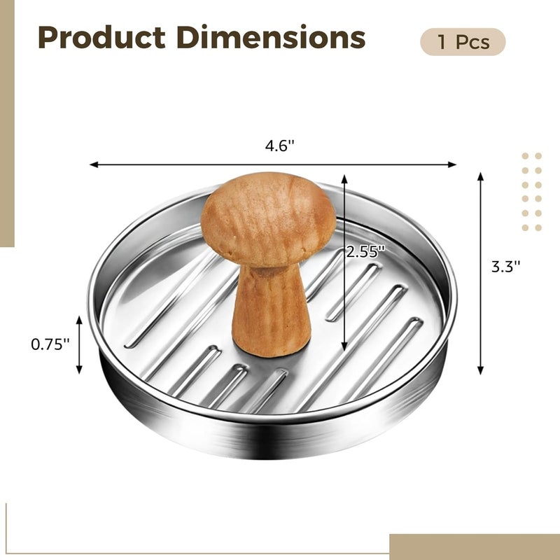 BOSREROY Stainless Steel Burger Press for Patty Making, 2.55 in Press with Wooden Handle, Easy to Clean, Rust-Free - Image 4