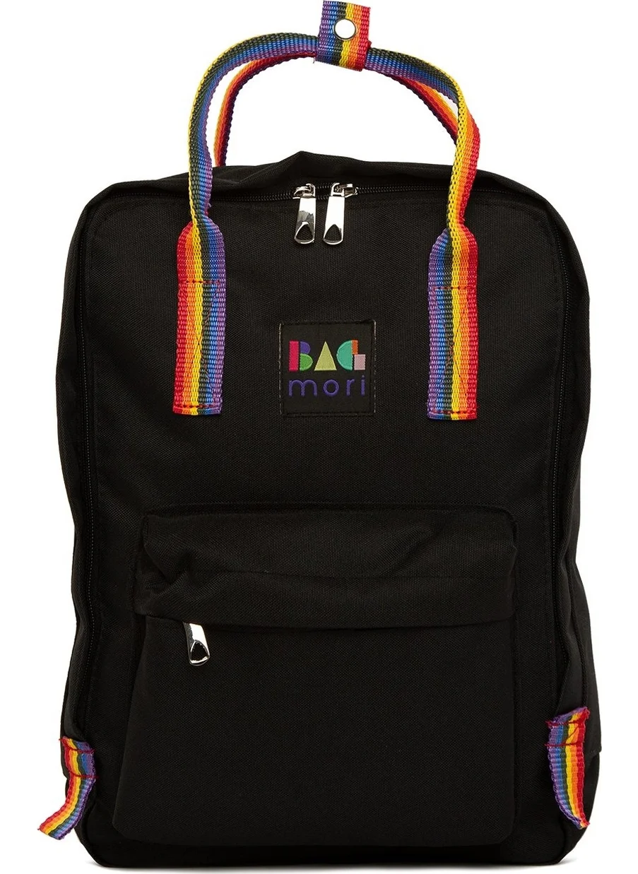 باجموري Women's Black Colored Column Square Strap Adjustable Backpack