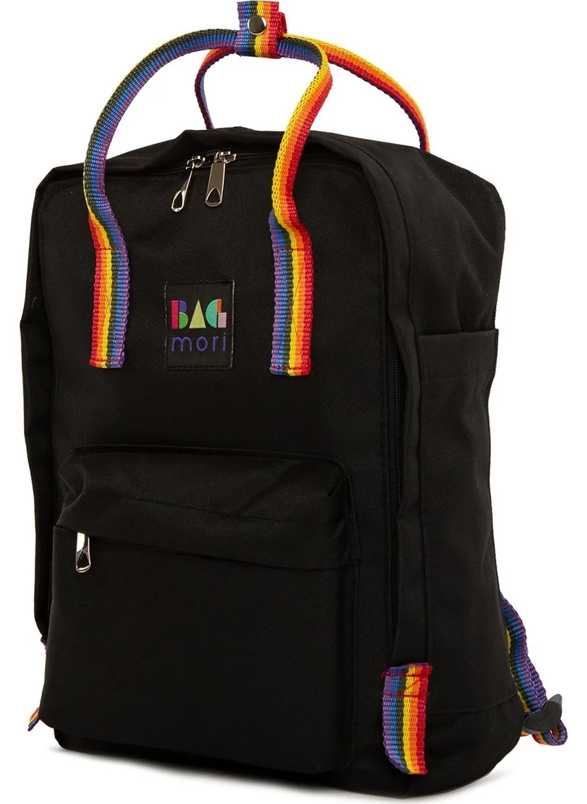 باجموري Women's Black Colored Column Square Strap Adjustable Backpack