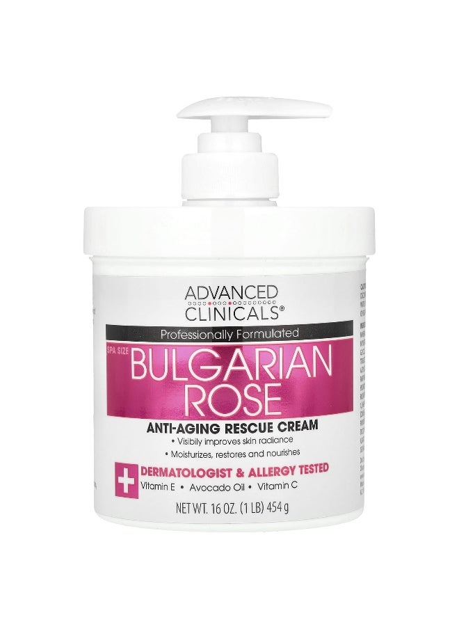 Advanced Clinicals Advanced Clinicals, Anti-Aging Rescue Cream, Bulgarian Rose, 16 oz (454 g)  - Image 1