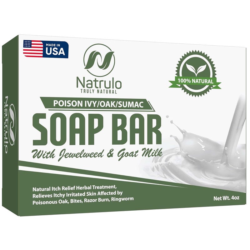 Natrulo Poison Ivy Soap Bar with Jewelweed Soothing Healing Natural Itch Relief Herbal Treatment Home Remedy Relieves Itchy Irritated Skin Affected by Poison IvyOakSumac Bites Razor Burn Ringworm - Image 1