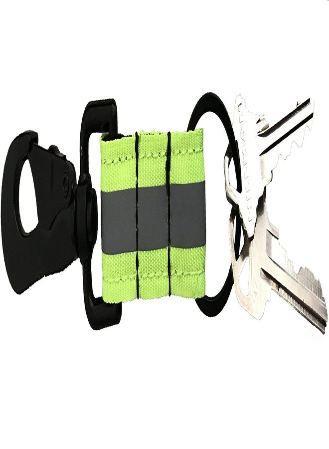 LINE2design Reflective Firefighter Turnout Key Ring - Fire Rescue Key Holder Strap with Heavy Duty Swivel Snap Hook - Green Reflective Design | Perfect Firefighter Gift - Image 1