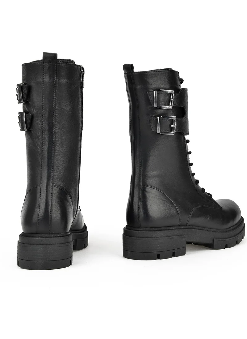 زيا Women's Leather Boots 13319Z66382 Black
