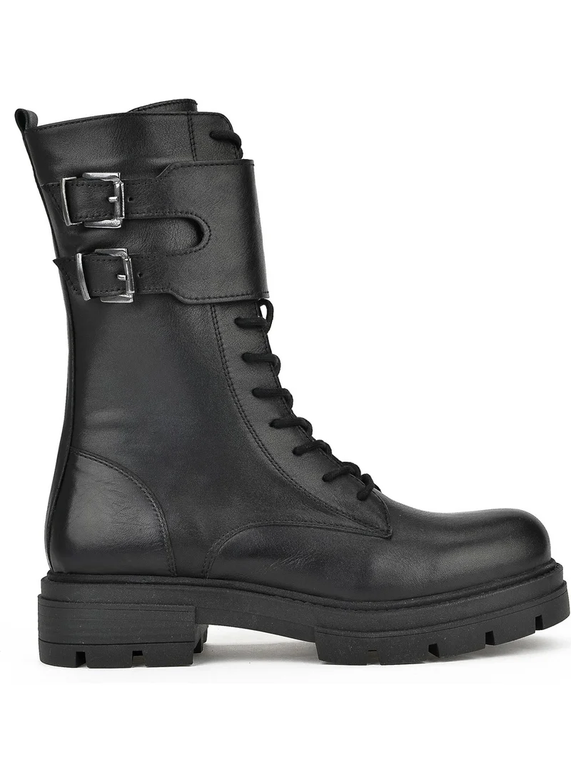 زيا Women's Leather Boots 13319Z66382 Black
