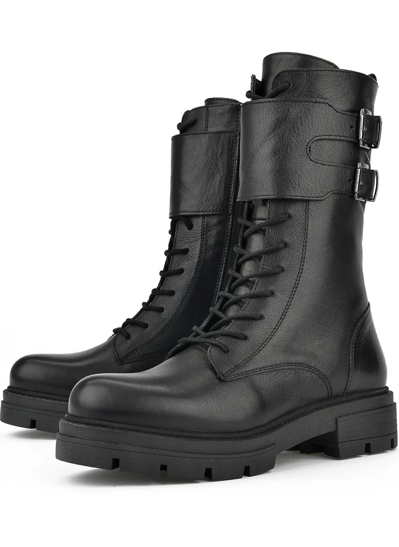 زيا Women's Leather Boots 13319Z66382 Black