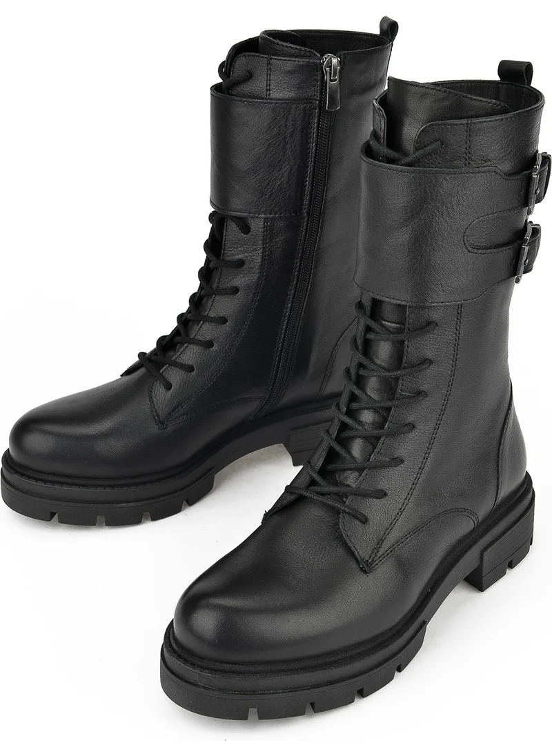 زيا Women's Leather Boots 13319Z66382 Black