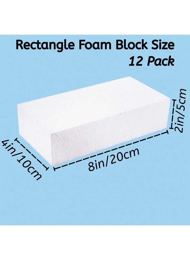 YOUEON 12 Pack Craft Foam Blocks, 8x4x2 Inch Rectangle, White Thick Sheets for Arts and Crafts, Sculptures, Modeling, Packing, School, Home - Image 2