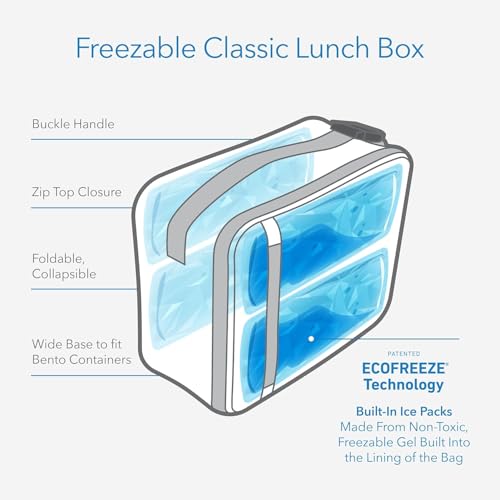 PackIt Freezable Classic Lunch Box, Rainbow Sky, Built with EcoFreeze Technology, Collapsible, Reusable, Zip Closure With Zip Front Pocket and Buckle Handle, Perfect for School Lunches - Image 2