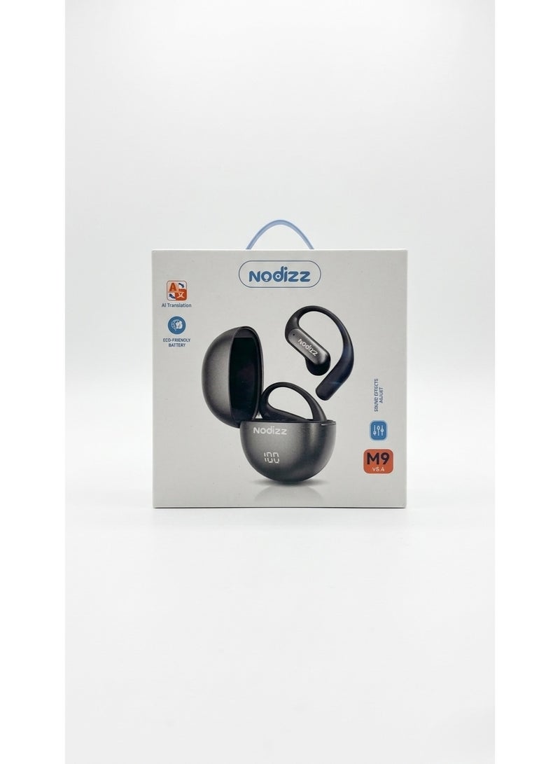 Nodizz M9 OWS Wireless Earbuds, Open-Ear Bluetooth 5.4 Headphones with AI Translation, Digital Battery Display & Deep Bass - Image 1