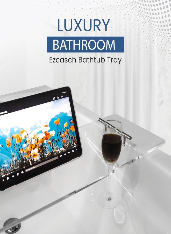 Ezcasch Acrylic Bathtub Tray Clear Bathtub Caddy Bath Tray Table for Tub Luxury Spa with Book and Wine Glass Holder Bathroom Accessories for Bathroom Decoration, Transparent 39.3inch - Image 3