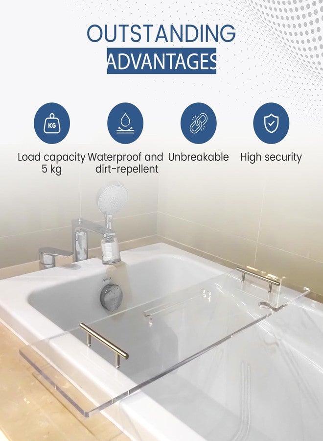 Ezcasch Acrylic Bathtub Tray Clear Bathtub Caddy Bath Tray Table for Tub Luxury Spa with Book and Wine Glass Holder Bathroom Accessories for Bathroom Decoration, Transparent 39.3inch - Image 4