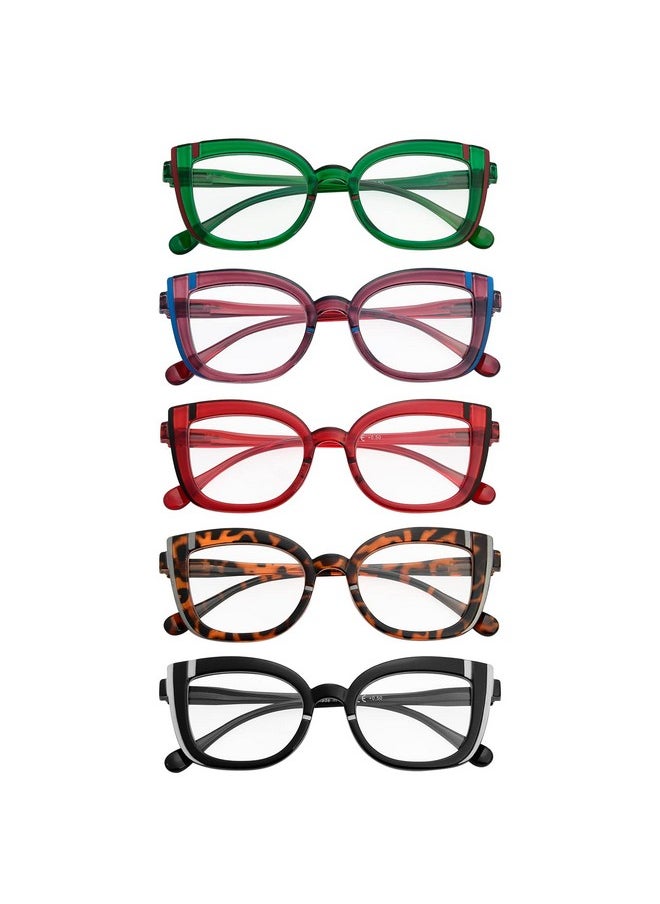 Eyekepper - 5Pack Cat Eye Reading Glasses For Women Cute Reader +2.0 - Image 1