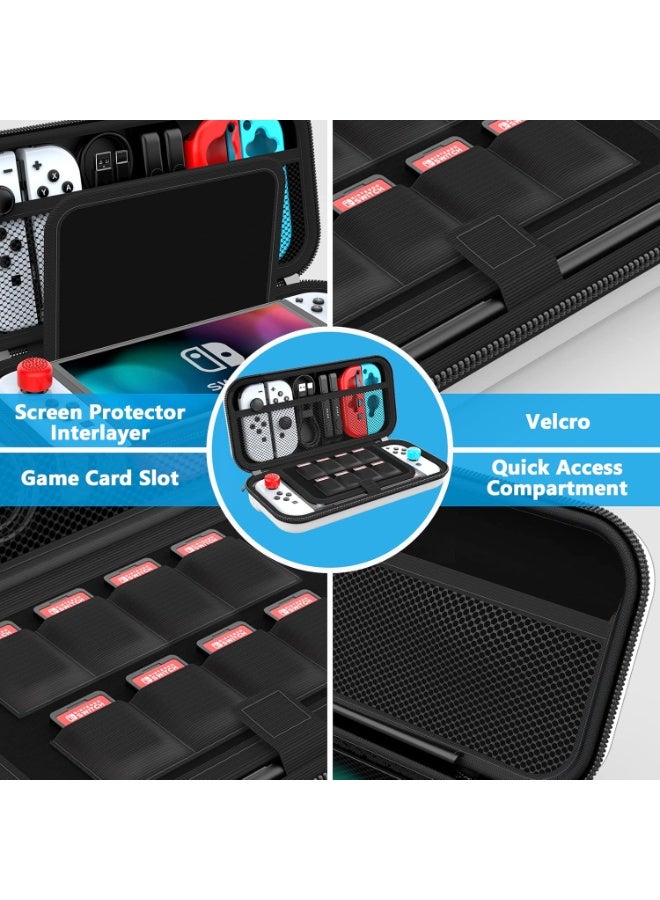 jaexest Hard Shell Carrying Case Compatible with Nintendo Switch & Switch OLED - Portable Travel Protective Storage Bag with 8 Game Card Slots & Mesh Pocket for Console Accessories, White - Image 2