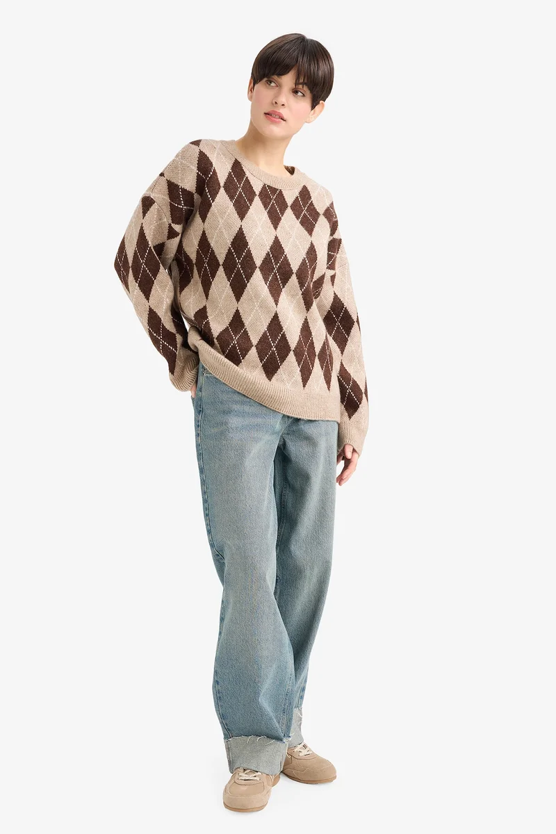 Defacto Relax Fit Crew Neck Knitwear Pullover