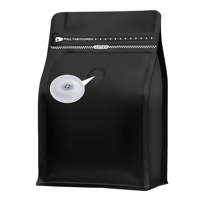COFFEE BAGS WITH VALVE50PCS8 OZ12 LB BLACK HIGH BARRIER ALUMINUMED FOIL FLAT BOTTOM STANDING COFFEE BEANS STORAGE BAGSREUSABLE HEAT SEALABLE SIDE ZIPPER POUCHES FOR HOME OR STORE