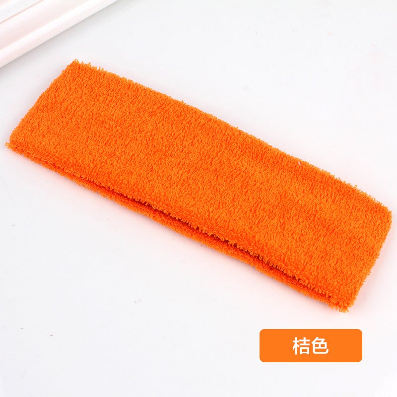 إسكدنيا Towel Mens and Womens Polyester Yoga Sports Sweat-Absorbing Headband European and American Hair Band Wash Face Cotton Headband Hair Band Orange