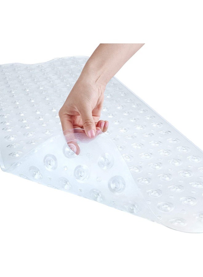 Bath Tub Shower Mat, Machine Washable Bathtub Floor Liner Mats, Suction Cups and Drain Holes to Keep Tubs Clean, Soft on Feet, Bathroom Essentials, 40x16 Inch, Clear - Image 1