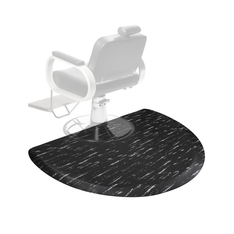 Amcomfy Anti Fatigue Semi Circle Salon Mat for Hair Stylist Anti-Slip Antique Series Salon & Barber Shop Chair Floor Mat (3' x 5' x 1/2'', Marbled Black) - Image 1