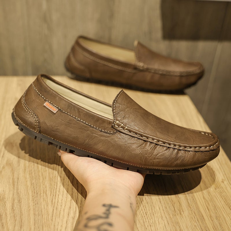 Doudou Shoes Men'S Shoes Genuine Leather New Four-Season Driving Casual Leather Shoes Cowhide Soft Sole Slip-On Lazy Driving Shoes - Image 2