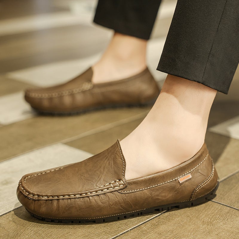 Doudou Shoes Men'S Shoes Genuine Leather New Four-Season Driving Casual Leather Shoes Cowhide Soft Sole Slip-On Lazy Driving Shoes - Image 1