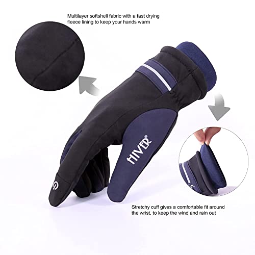 HIVER Winter Beanie Cap Scarf Set Warm Knit Cap Thick Fleece Lined Winter Hat & Scarf for Men Women (Black With Gloves) - Image 3