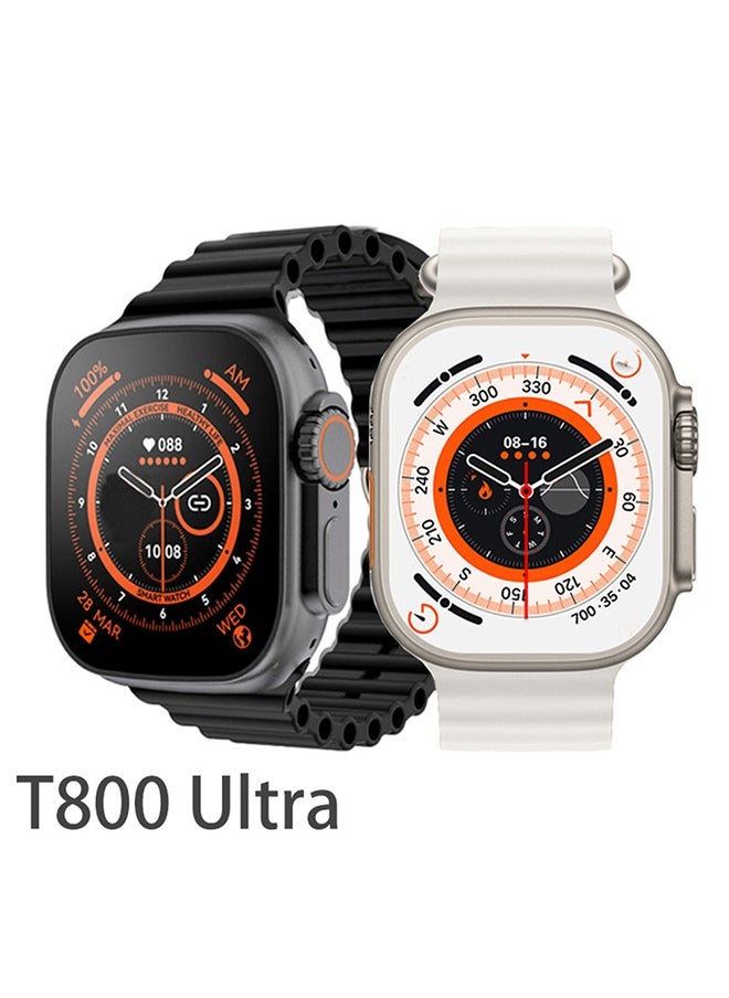 Ultra - 2Pcs Smart Watch T800/ULTRA 2 Series 8 Health Fitness Tracker Sport Watch 49MM（Black/Silver gray） - Image 1