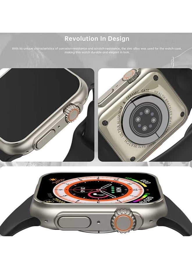 Ultra - 2Pcs Smart Watch T800/ULTRA 2 Series 8 Health Fitness Tracker Sport Watch 49MM（Black/Silver gray） - Image 1