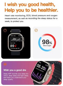 Ultra 2Pcs Smart Watch T800/ULTRA 2 Series 8 Health Fitness Tracker Sport Watch 49MM（Black/Silver gray）  - Image 2
