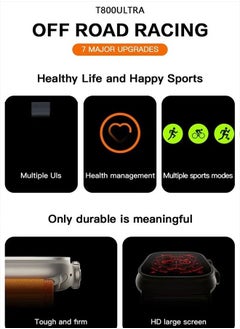 Ultra 2Pcs Smart Watch T800/ULTRA 2 Series 8 Health Fitness Tracker Sport Watch 49MM（Black/Silver gray）  - Image 5