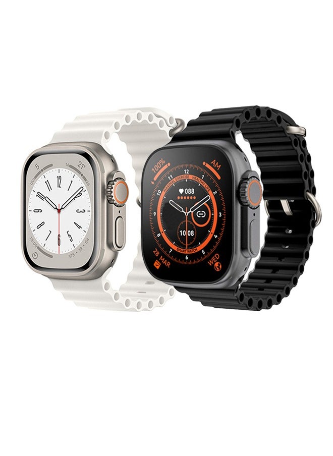 Ultra - 2Pcs Smart Watch T800/ULTRA 2 Series 8 Health Fitness Tracker Sport Watch 49MM（Black/Silver gray） - Image 1
