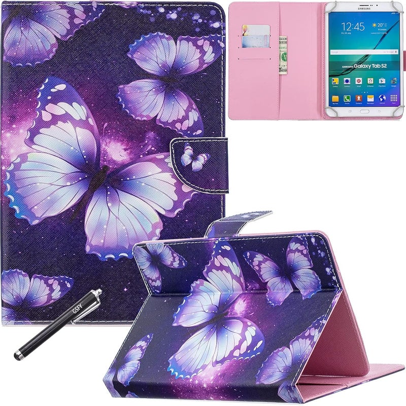 نيو شاين غطاء العالمي للأجهزة اللوحية مقاس 6.5-7.5 بوصة، غطاء حافظة واقف ملون لأجهزة Samsung Galaxy اللوحية مقاس 7.0 بوصة، وAmazon Kindle Fire 7/HDX 7 وغيرها من الموديلات بحجم 7 بوصة تقريبًا - فراشة متمايلة - Image 1