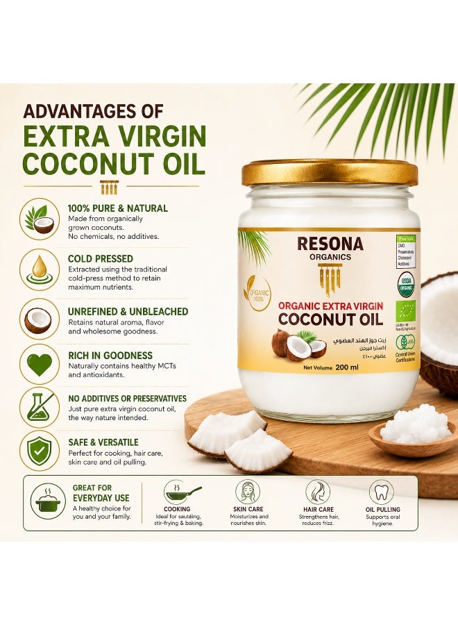 Resona Organics Extra Virgin Coconut Oil, 200 ml - Image 5