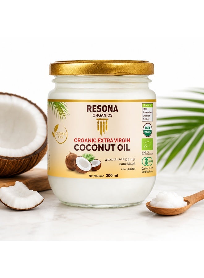Resona Organics Extra Virgin Coconut Oil, 200 ml - Image 2