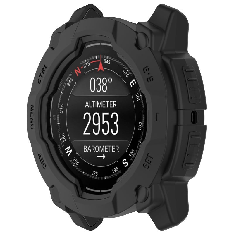 AWADUO غطاء حماية TPU متوافق مع Garmin Instinct 3 (50 مم) - غلاف ساعة ذكية ناعم وقوي - أسود - Image 1