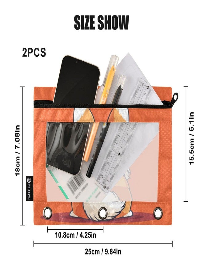 xigua Cute Corgi Pencil Pouch Fits Standard 3-Ring Binders with Clear Window, 2 Pack Zipper Binder Bag for Office - Image 3