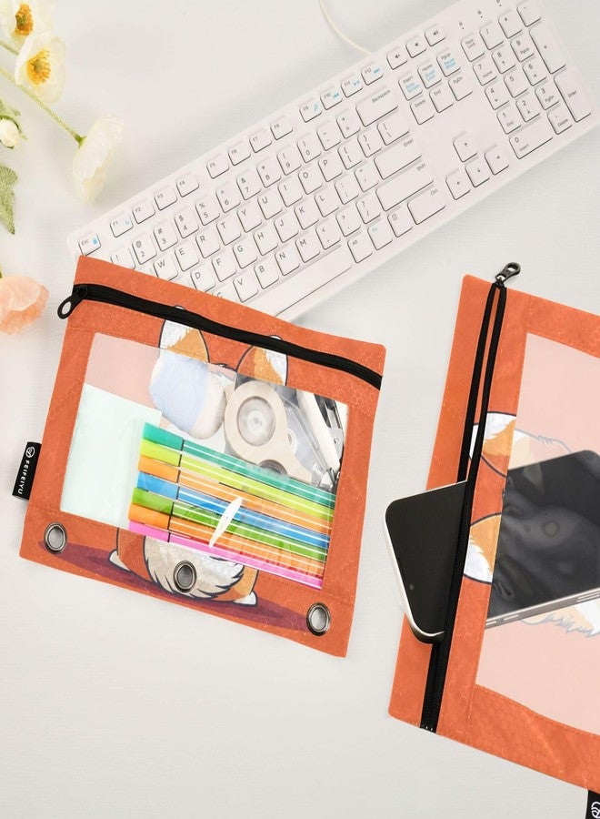 xigua Cute Corgi Pencil Pouch Fits Standard 3-Ring Binders with Clear Window, 2 Pack Zipper Binder Bag for Office - Image 4