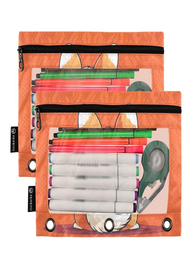 xigua Cute Corgi Pencil Pouch Fits Standard 3-Ring Binders with Clear Window, 2 Pack Zipper Binder Bag for Office - Image 2