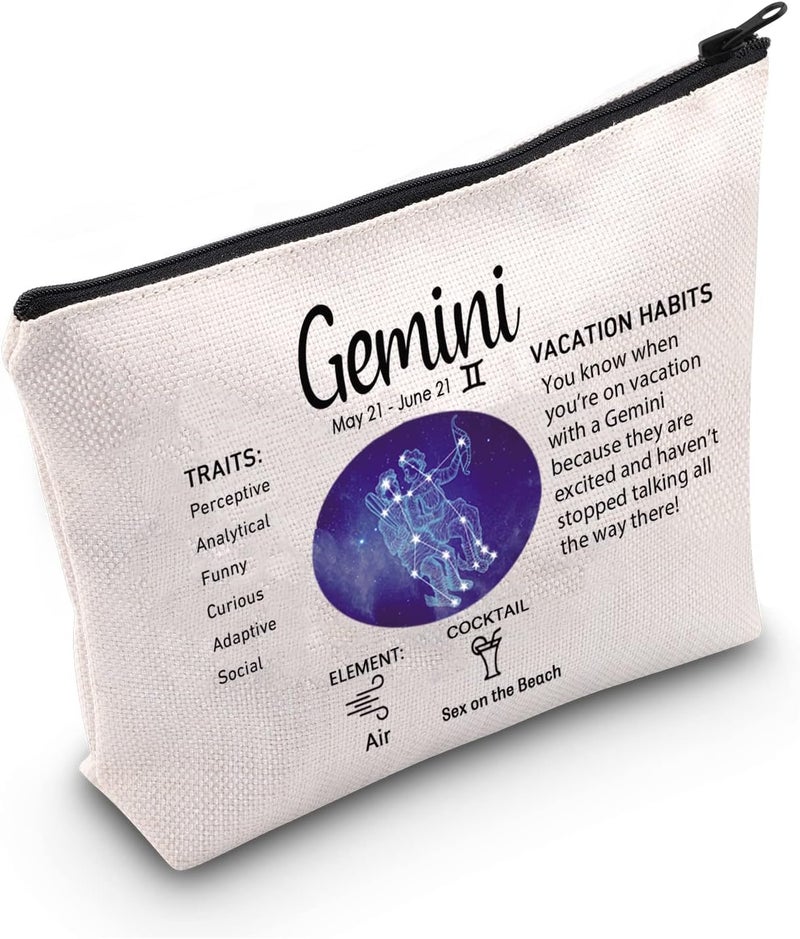 LEVLO 12 Constellation Travel Toiletry Bags 12 Zodiac Cosmetic Makeup Bag Christmas Mother's Day Birthday Gifts(Gemini)