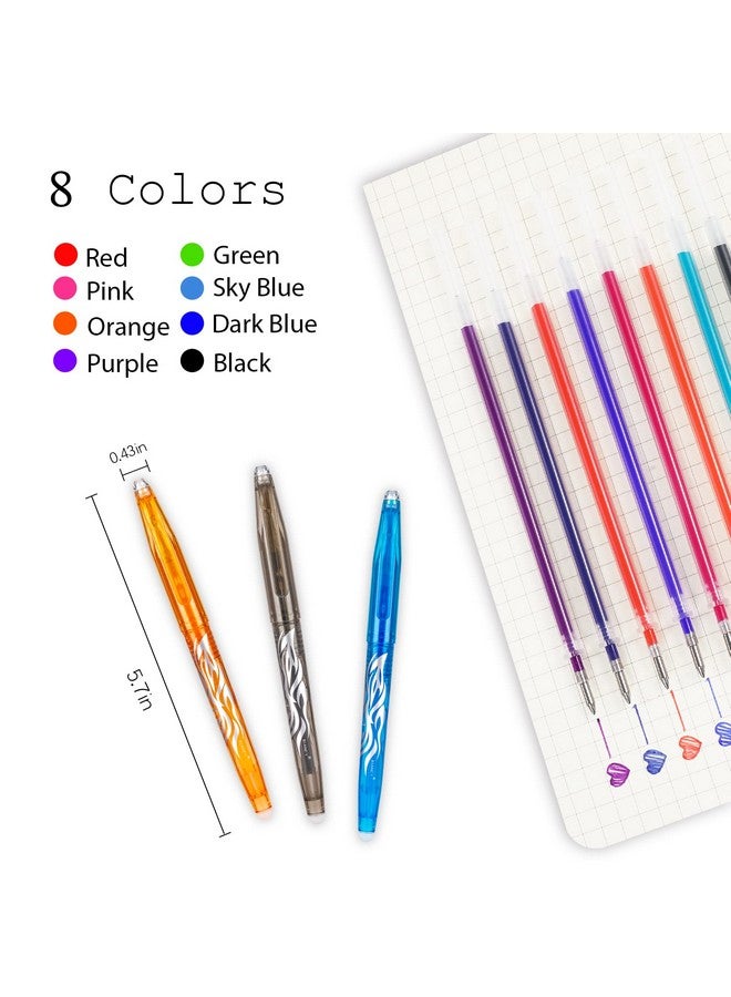 RIANCY Erasable Pens Erasable Multicolored Gel Ink Rolling Ball Extra Fine Point Smooth Writing 0.5Mm Pens With Eraser For Students Classroom Teacher Office Stationary School Supplies Gifts(8Colors) - Image 4