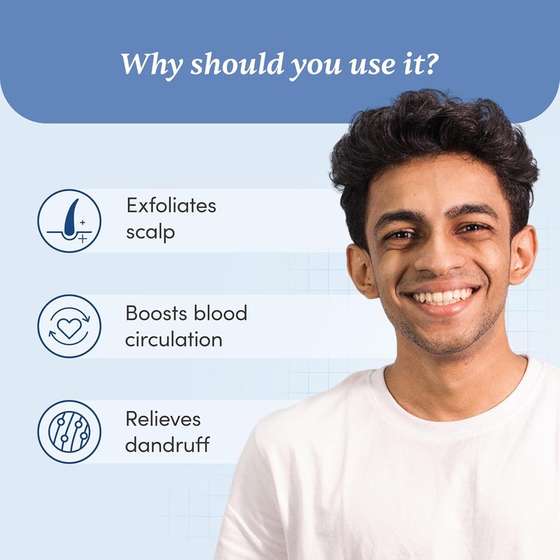 Man Matters فرشاة شامبو لتدليك فروة الرأس | شعيرات سيليكون ناعمة لتنظيف عميق لفروة الرأس | تقشير وتحفيز فروة الرأس | يقلل من قشرة الرأس والحكة | خفيفة الوزن ومريحة للإمساك - Image 3