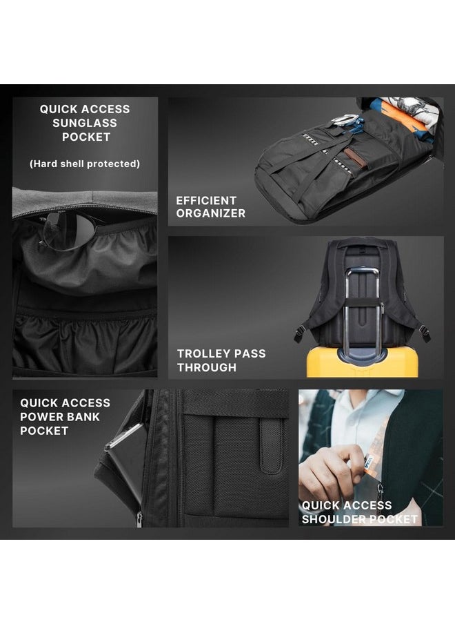 GODS - Gods GHOST 25 ltr Anti Theft 15.6 inch Laptop Tech Backpack for Men, Women, Boys, Girls | Premium bags for Gift | Bike Riding Bag for College, Travel, Office, Flight luggage | Daring Texture | Black - Image 1
