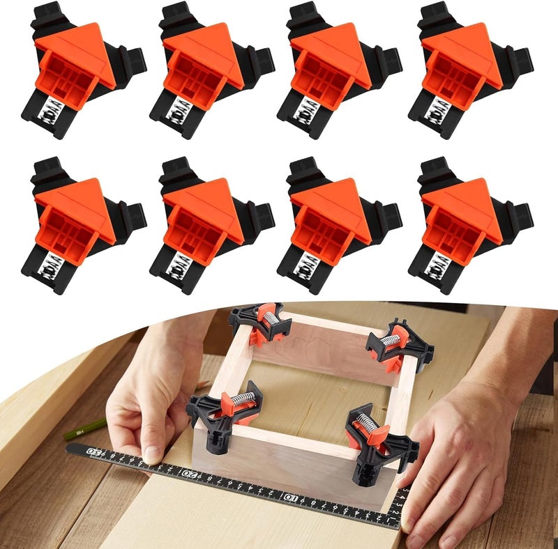 NIKTION 8pcs 90 Degree Angle Clamps, Corner 90° Woodworking Corner Clip, Right Angle Clip Fixer, Adjustable Spring Right Clamp Tools, Corner Clamp Mate, Carpenter, Photo Framing, Crafting Projects - Image 1