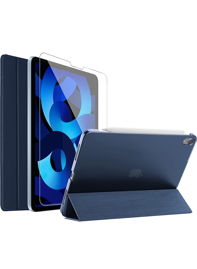 Procases Ipad Air 5 Air 4 Case 10.9 Inch With Screen Protector Slim Stand Hard Shell Protective Smart Cover For 10.9 Inch Ipad Air 4Th 2020 Air 5Th 2022 With Tempered Glass Navy - Image 1