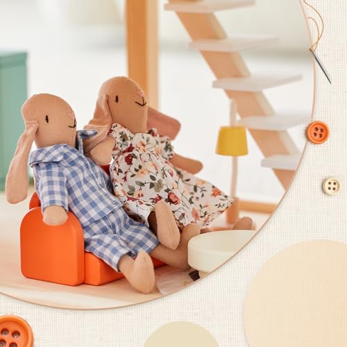 Giant bean Bunny Toys for Kids, Easter Bunny, 4 PCS Hand Made Rabbit Family Dolls with Removable Clothes, Suitable for Infants, Boys and Girls, Dollhouse People, Easter Basket Essentials - Image 5