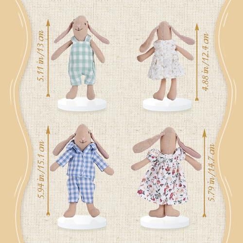 Giant bean Bunny Toys for Kids, Easter Bunny, 4 PCS Hand Made Rabbit Family Dolls with Removable Clothes, Suitable for Infants, Boys and Girls, Dollhouse People, Easter Basket Essentials - Image 2